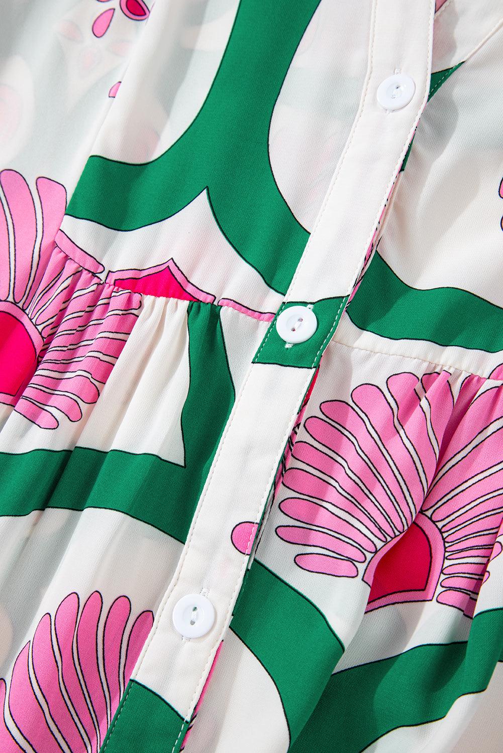 Maxi Jurk met Bloemenprint en Knoopsluiting - Maxi Dresses - Jurkjes.co