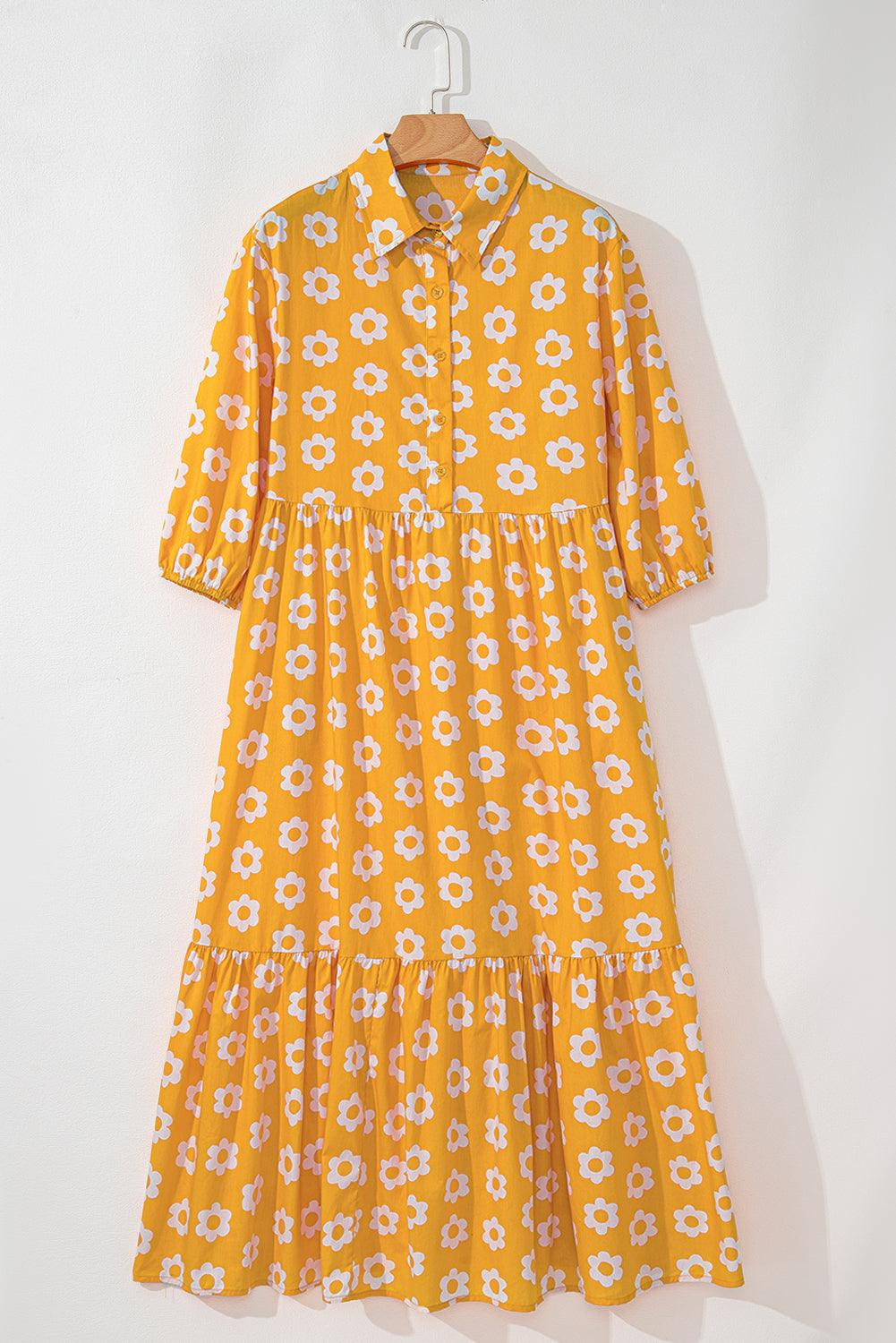 Maxi Jurk met Bloemenprint en Kraag - Maxi Dresses - Jurkjes.co