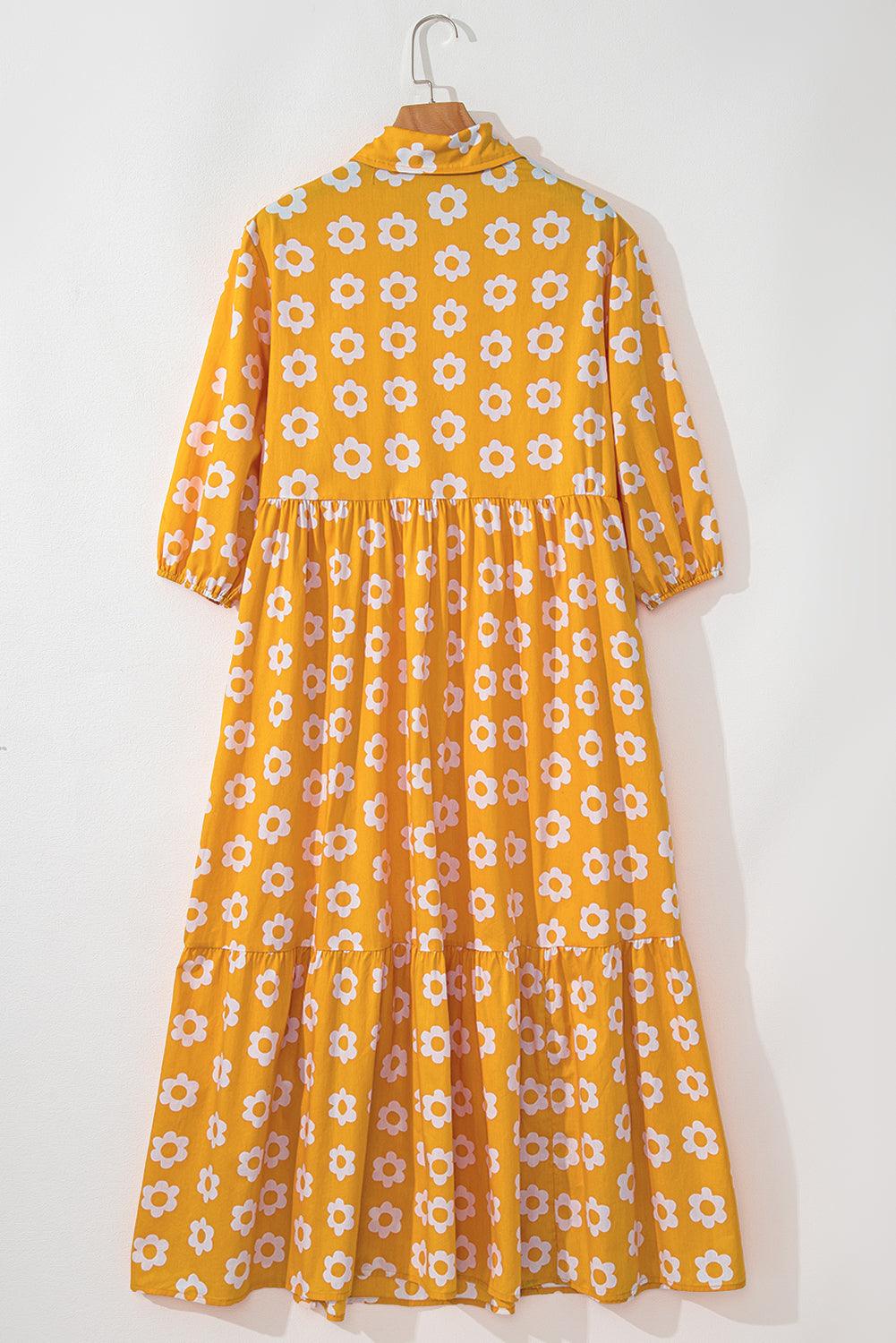 Maxi Jurk met Bloemenprint en Kraag - Maxi Dresses - Jurkjes.co