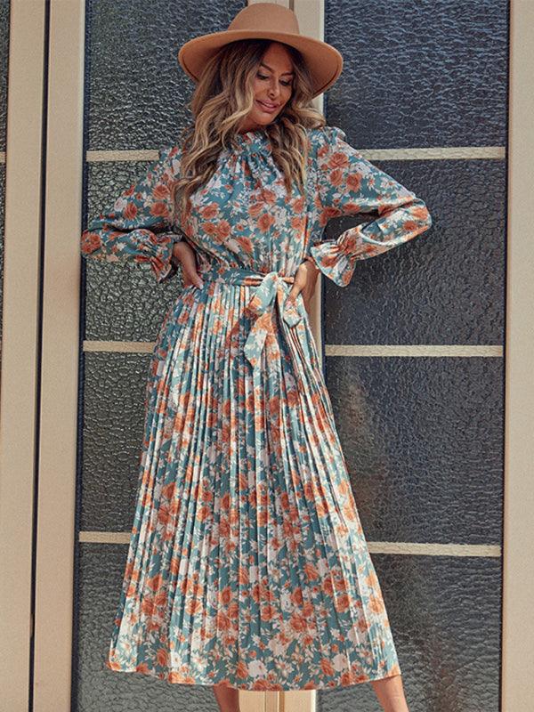 Maxi Jurk met Bloemenprint en Plooirok - Maxi Dresses - Jurkjes.co