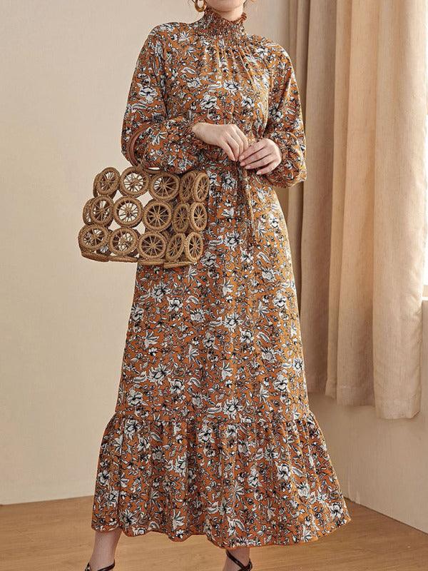 Maxi Jurk met Bloemenprint en Rimpelzoom - Maxi Dresses - Jurkjes.co