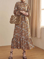 Maxi Jurk met Bloemenprint en Rimpelzoom - Maxi Dresses - Jurkjes.co