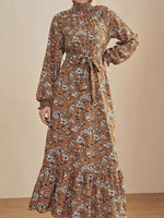 Maxi Jurk met Bloemenprint en Rimpelzoom - Maxi Dresses - Jurkjes.co