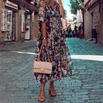 Maxi Jurk met Bloemenprint en Ruches - Dresses - Jurkjes.co