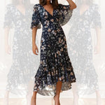 Maxi Jurk met Bloemenprint en Ruches - Dresses - Jurkjes.co