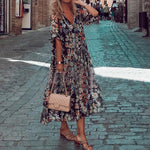 Maxi Jurk met Bloemenprint en Ruches - Dresses - Jurkjes.co