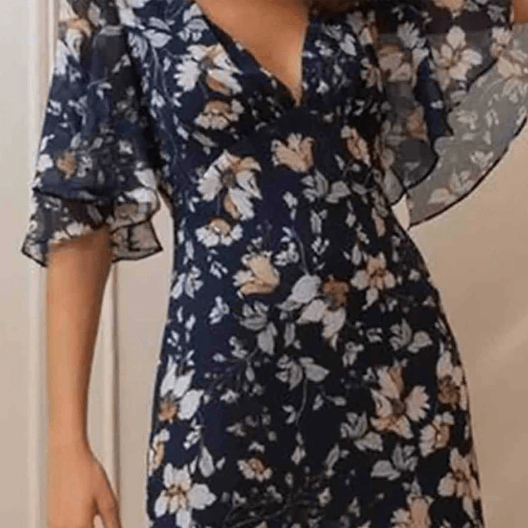Maxi Jurk met Bloemenprint en Ruches - Dresses - Jurkjes.co