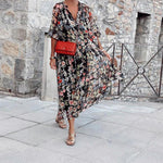 Maxi Jurk met Bloemenprint en Ruches - Dresses - Jurkjes.co