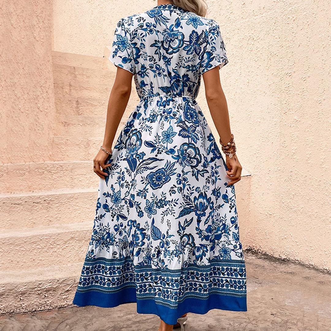 Maxi Jurk met Bloemenprint en Ruches - Women Summer Dress - Jurkjes.co
