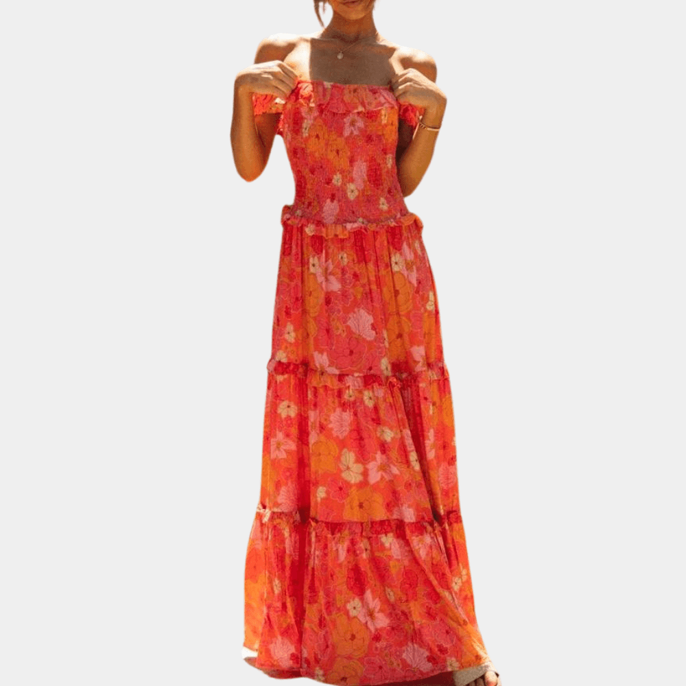 Maxi Jurk met Bloemenprint en Ruches - Women Summer Dress - Jurkjes.co