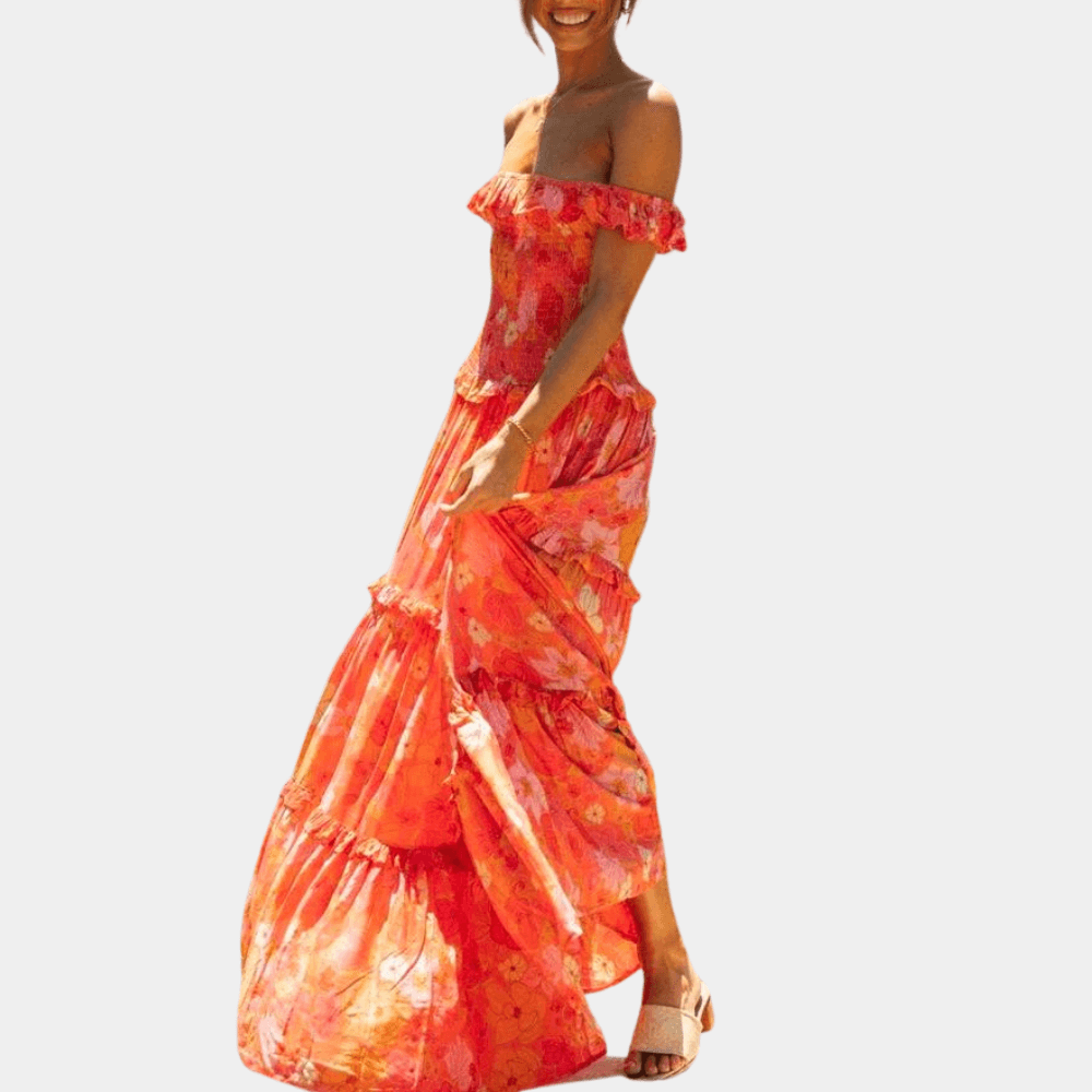 Maxi Jurk met Bloemenprint en Ruches - Women Summer Dress - Jurkjes.co