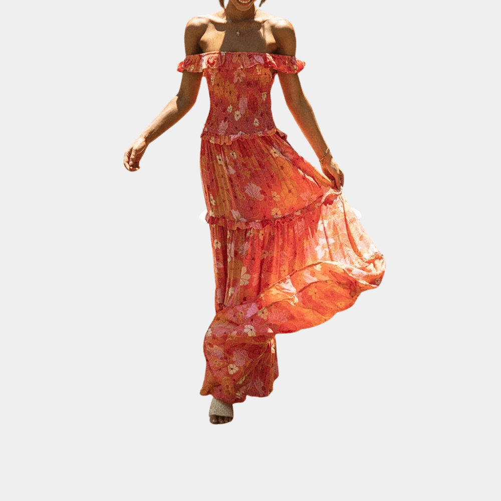 Maxi Jurk met Bloemenprint en Ruches - Women Summer Dress - Jurkjes.co