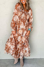 Maxi Jurk met Bloemenprint en Shirred Taille - Maxi Dresses - Jurkjes.co