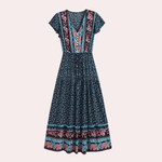 Maxi Jurk met Bloemenprint en Smock Taille - Dresses - Jurkjes.co