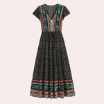Maxi Jurk met Bloemenprint en Smock Taille - Dresses - Jurkjes.co