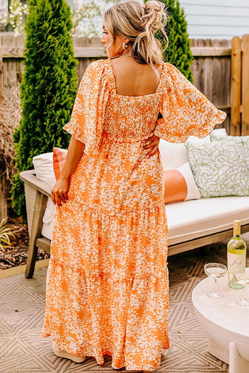 Maxi Jurk met Bloemenprint en Smocking - Floral Dresses - Jurkjes.co