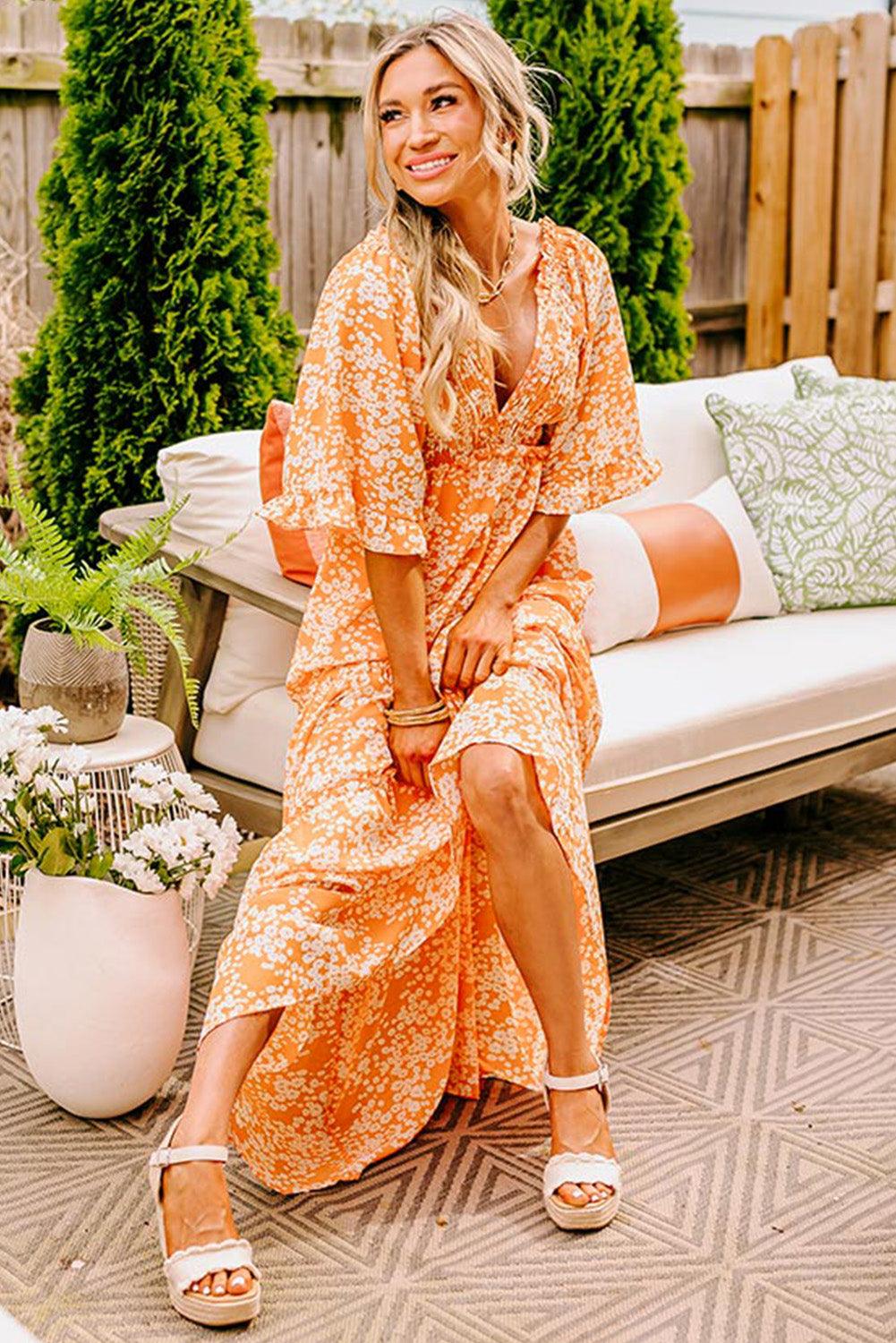 Maxi Jurk met Bloemenprint en Smocking - Floral Dresses - Jurkjes.co