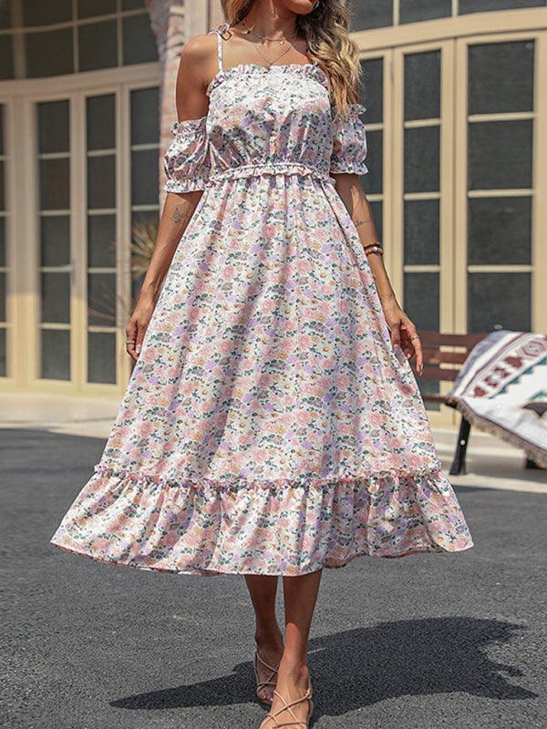 Maxi Jurk met Bloemenprint en Spaghetti Bandjes - Group3 - Jurkjes.co