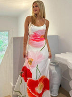 Maxi Jurk met Bloemenprint en Spaghettibandjes - Maxi Dresses - Jurkjes.co
