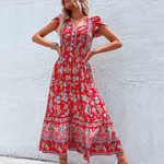 Maxi Jurk met Bloemenprint en Split - Dresses - Jurkjes.co