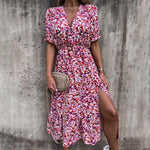 Maxi Jurk met Bloemenprint en Split - Dresses - Jurkjes.co