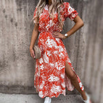 Maxi Jurk met Bloemenprint en Split - Dresses - Jurkjes.co