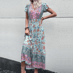 Maxi Jurk met Bloemenprint en Split - Dresses - Jurkjes.co