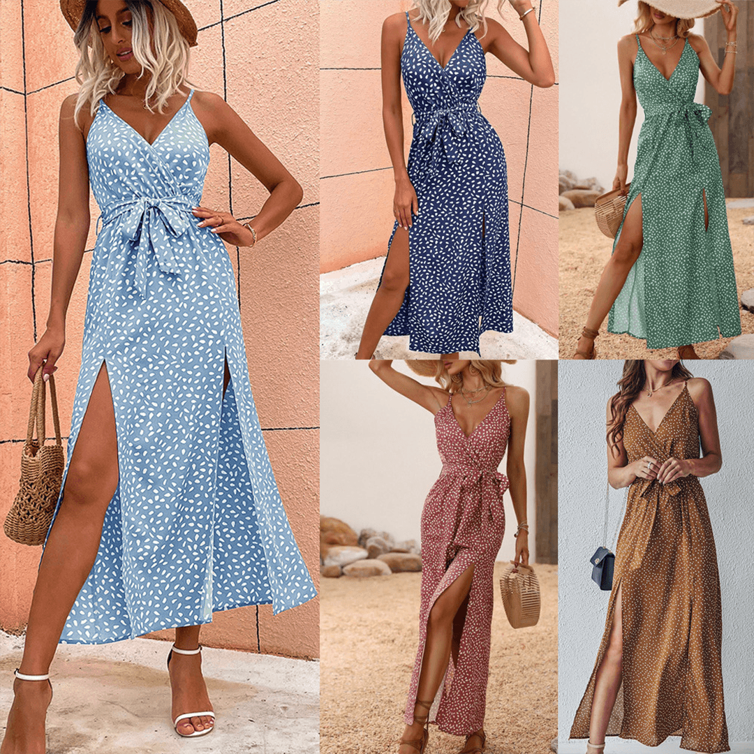 Maxi-jurk met Bloemenprint en V-hals - Dresses - Jurkjes.co