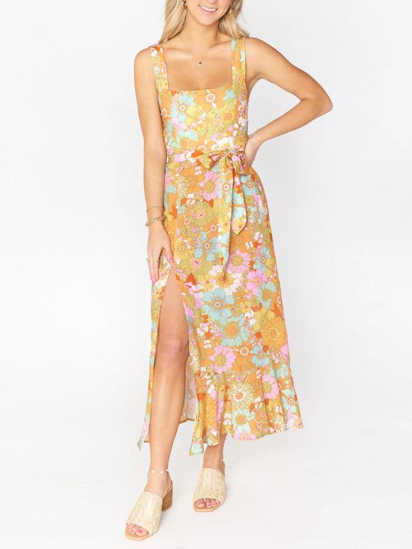 Maxi Jurk met Bloemenprint en Zijsplit - Maxi Dresses - Jurkjes.co