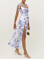 Maxi Jurk met Bloemenprint en Zijsplit - Maxi Dresses - Jurkjes.co