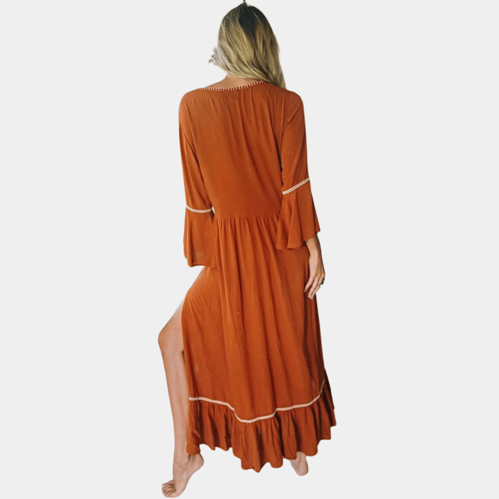 Maxi Jurk met Borduursel en Ruches - Women Summer Dress - Jurkjes.co