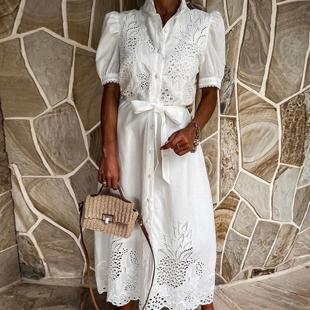 Maxi Jurk met Borduursel en Strik - Dresses - Jurkjes.co