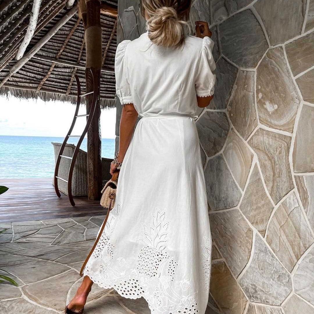 Maxi Jurk met Borduursel en Strik - Dresses - Jurkjes.co