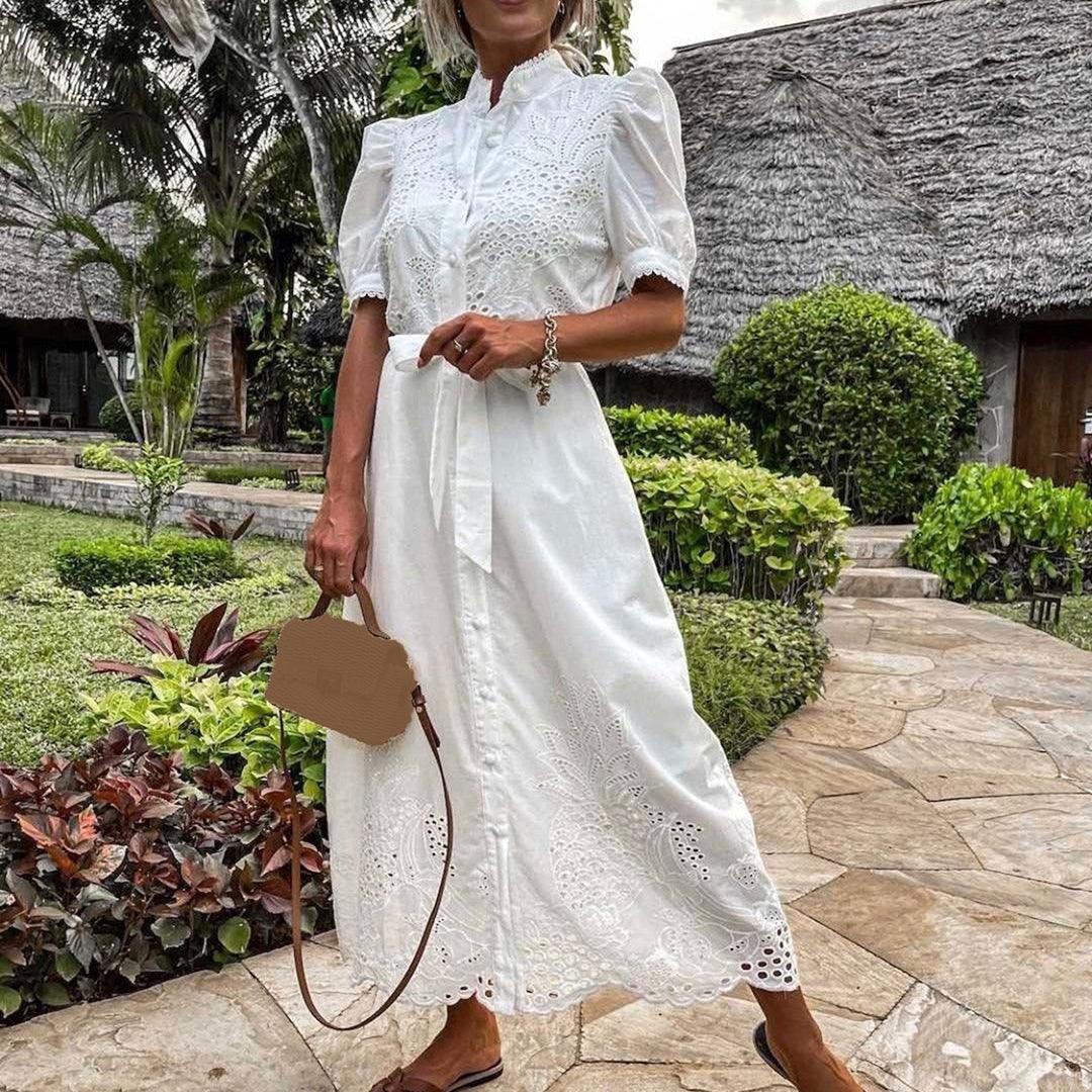 Maxi Jurk met Borduursel en Strik - Dresses - Jurkjes.co