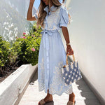 Maxi Jurk met Borduursel en Strik - Dresses - Jurkjes.co