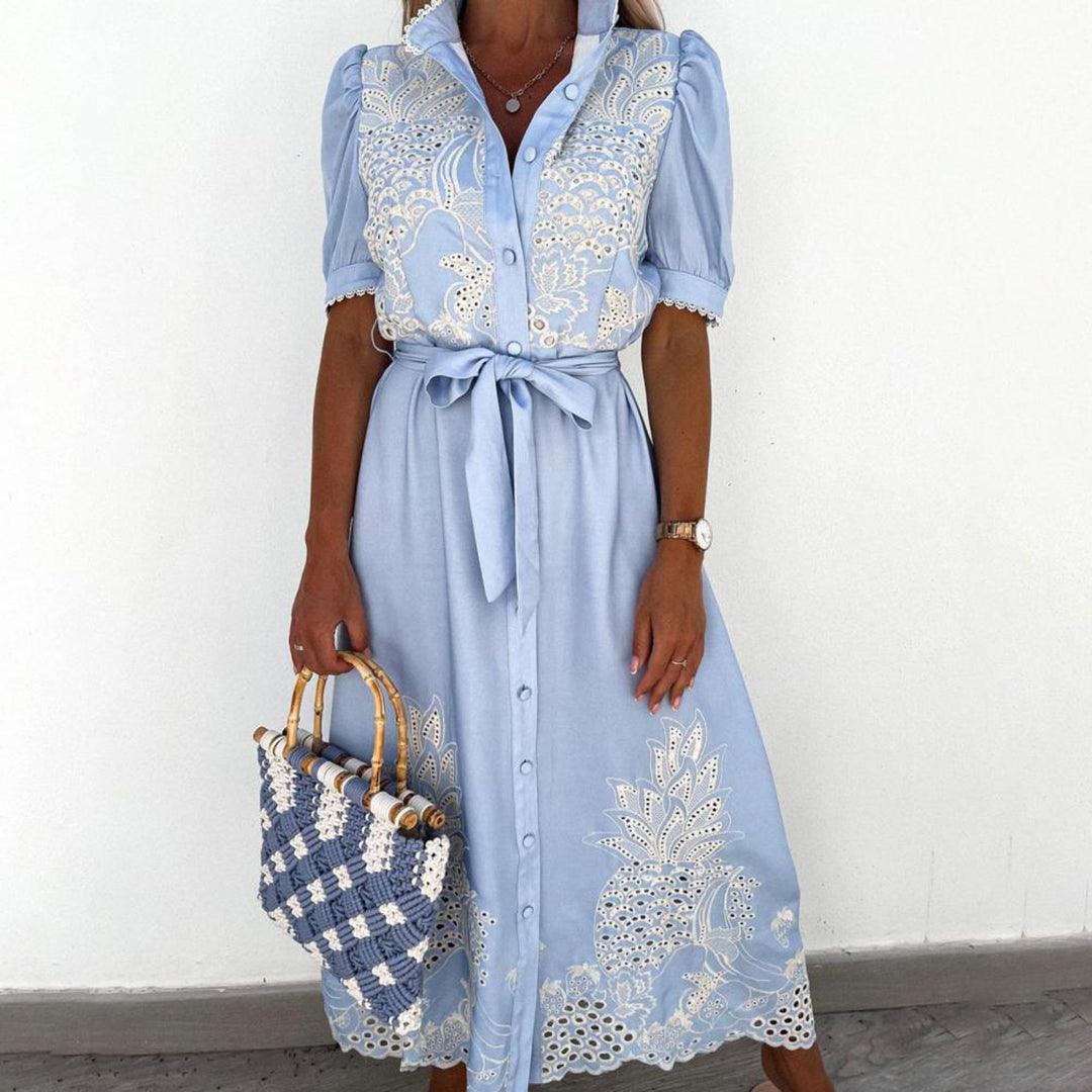 Maxi Jurk met Borduursel en Strik - Dresses - Jurkjes.co