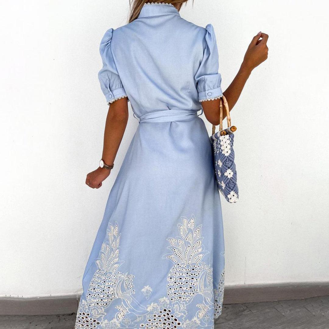 Maxi Jurk met Borduursel en Strik - Dresses - Jurkjes.co