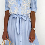 Maxi Jurk met Borduursel en Strik - Dresses - Jurkjes.co