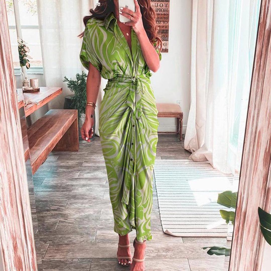 Maxi Jurk met Camouflageprint en Knoopsluiting - Dresses - Jurkjes.co