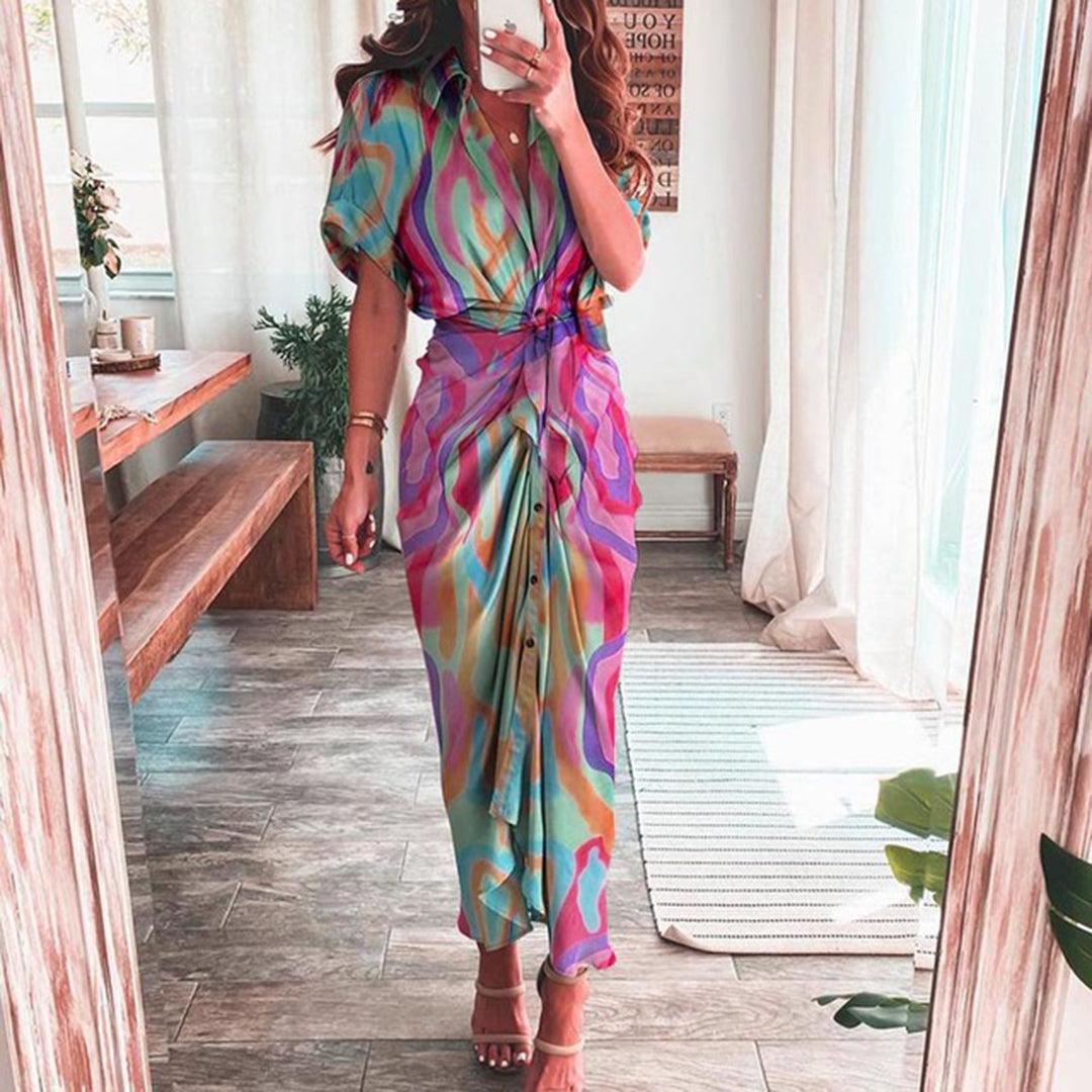 Maxi Jurk met Camouflageprint en Knoopsluiting - Dresses - Jurkjes.co