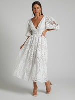 Maxi Jurk met Diepe V-hals en Kant - Maxi Dresses - Jurkjes.co