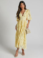 Maxi Jurk met Diepe V-hals en Kant - Maxi Dresses - Jurkjes.co