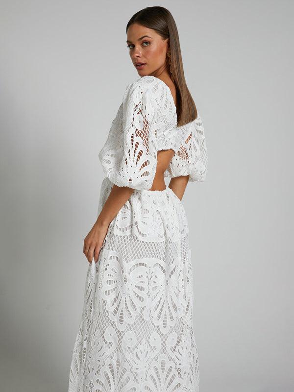 Maxi Jurk met Diepe V-hals en Kant - Maxi Dresses - Jurkjes.co