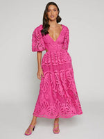 Maxi Jurk met Diepe V-hals en Kant - Maxi Dresses - Jurkjes.co