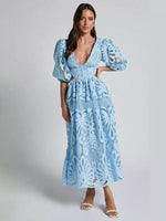 Maxi Jurk met Diepe V-hals en Kant - Maxi Dresses - Jurkjes.co
