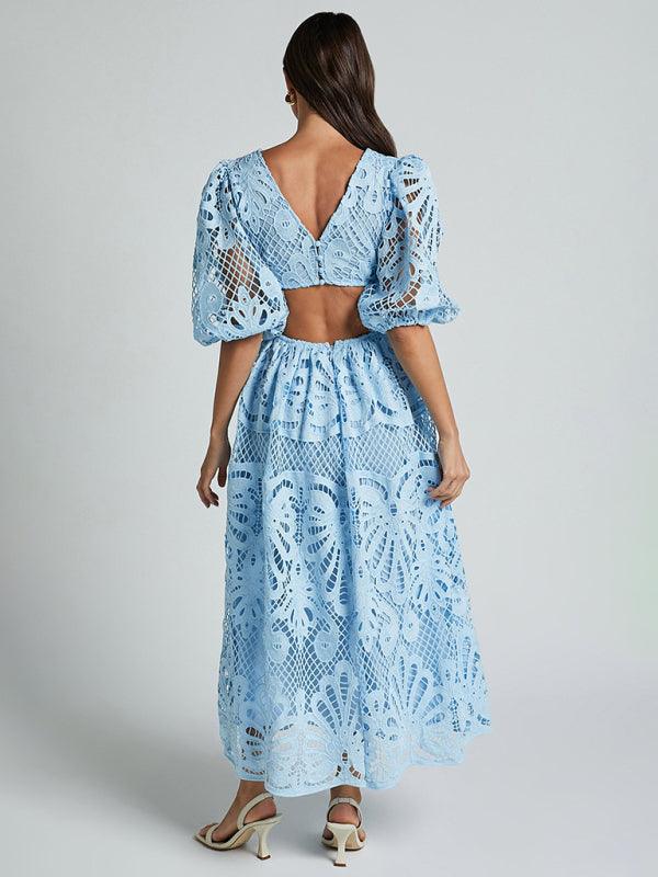 Maxi Jurk met Diepe V-hals en Kant - Maxi Dresses - Jurkjes.co