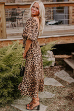 Maxi Jurk met Dierenprint en Knoopdetail - Maxi Dresses - Jurkjes.co