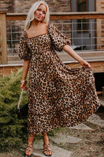 Maxi Jurk met Dierenprint en Knoopdetail - Maxi Dresses - Jurkjes.co