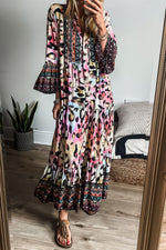 Maxi Jurk met Dierenprint en Knopen - Maxi Dresses - Jurkjes.co