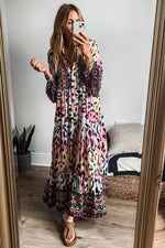 Maxi Jurk met Dierenprint en Knopen - Maxi Dresses - Jurkjes.co